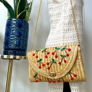 Faux Straw Cherry Crossbody 🍒